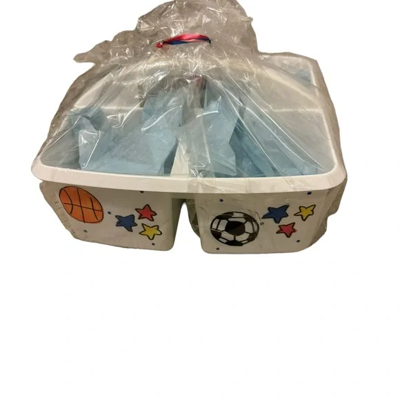 Plastic Caddy - sports motif. Great for school or bath supplies. NWT - Picture 2 of 2